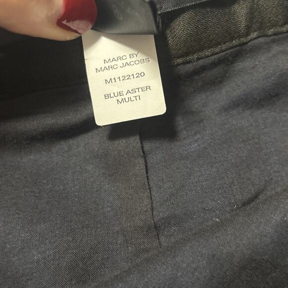 Marc Jacobs Women's 2 Blue Aster Black Silk Blend Mini Skirt Holiday Sexy Y2K - Picture 7 of 9